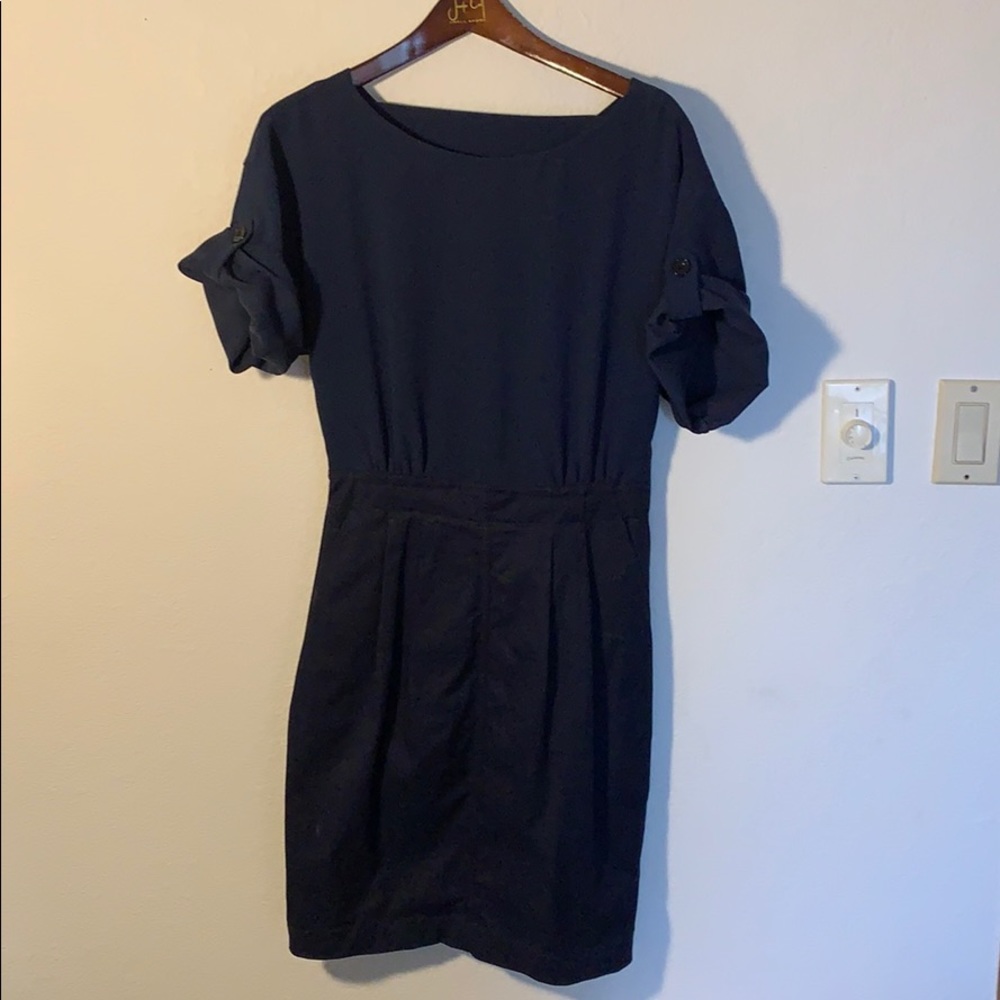 Navy Blue Poly & Cotton dress